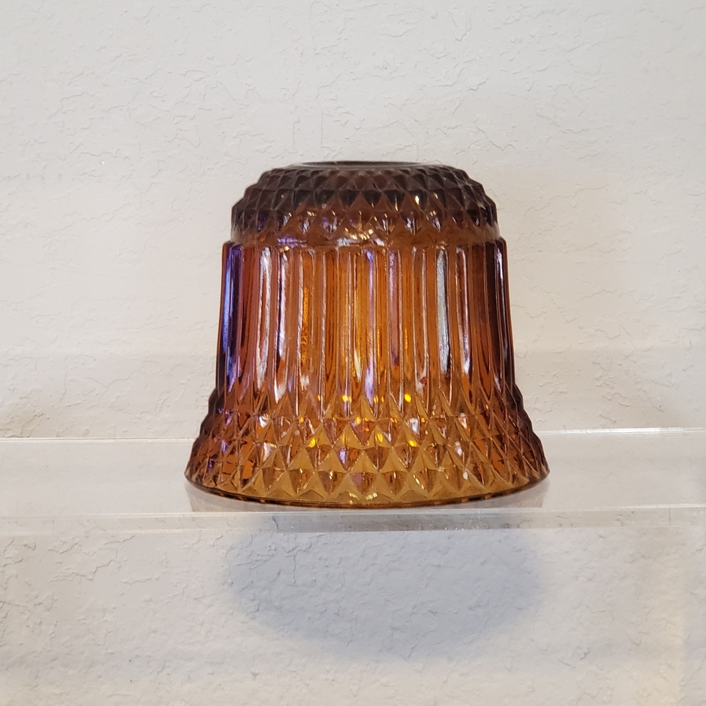 Indiana Glass Vintage Amber Diamond Point Fairy Lamp TOP ONLY!
